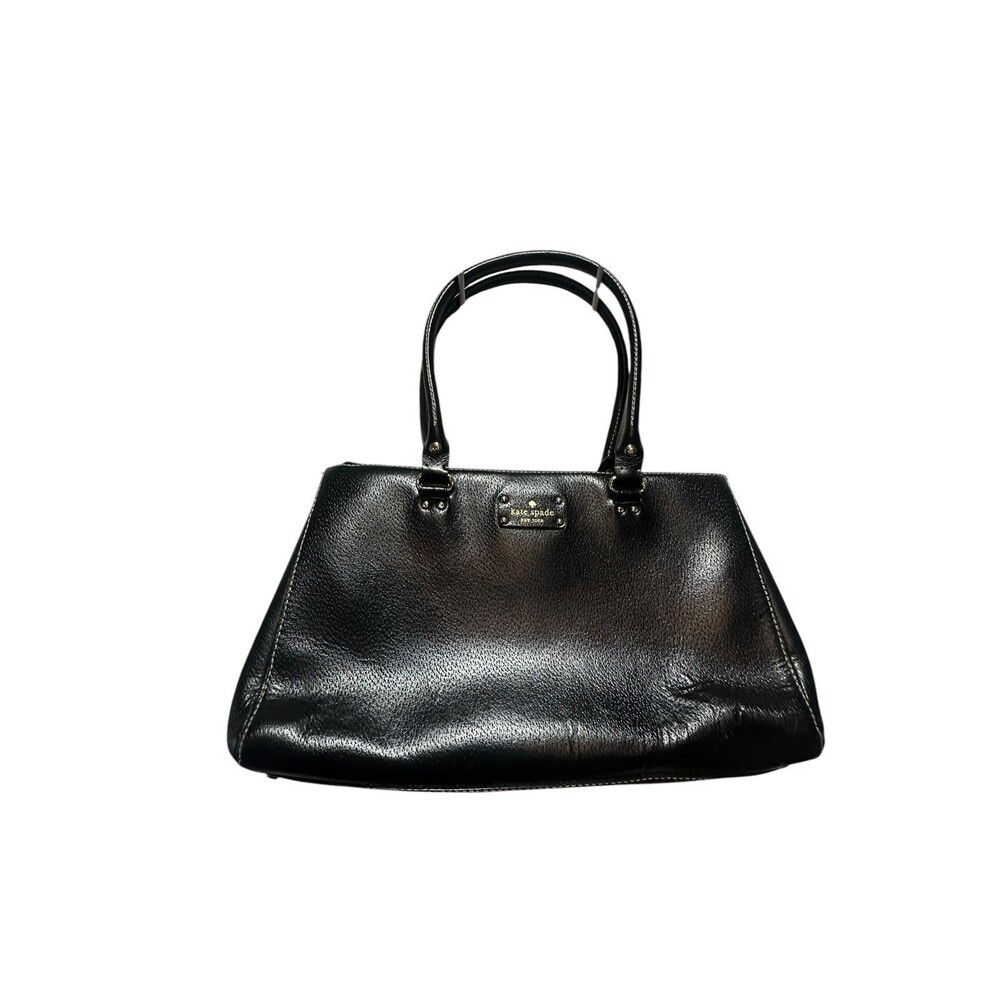 Kate Spade Black Wellesley Martine Leather XL Satchel Tote Handbag Zip Snap